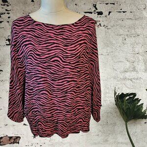 Michael Kors Lightweight Purple and Black Evening Ruffled Blouse in Size Medium